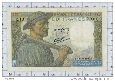 10 Francs Mineur, Ref Fayette 8-4, état TTB+ - 10 F 1941-1949 ''Mineur''