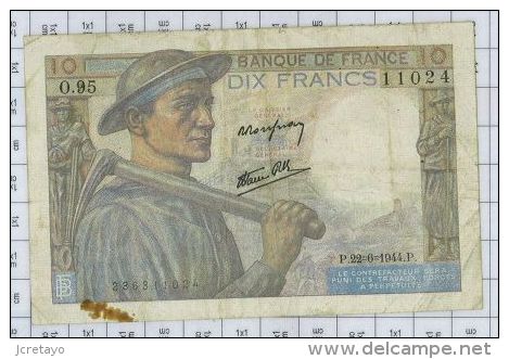 10 Francs Mineur, Ref Fayette 8-12, état TTB - 10 F 1941-1949 ''Mineur''