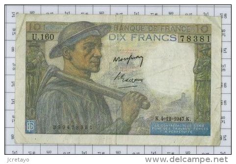 10 Francs Mineur, Ref Fayette 8-19, état TTB+ - 10 F 1941-1949 ''Mineur''