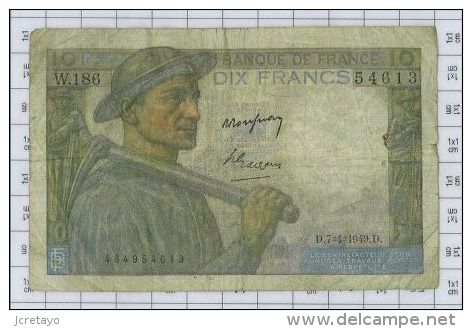 10 Francs Mineur, Ref Fayette 8-21, état TB-TTB - 10 F 1941-1949 ''Mineur''