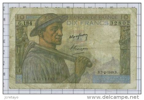 10 Francs Mineur, Ref Fayette 8-20, état TB - 10 F 1941-1949 ''Mineur''