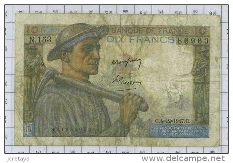 10 Francs Mineur, Ref Fayette 8-19, état TB - 10 F 1941-1949 ''Mineur''