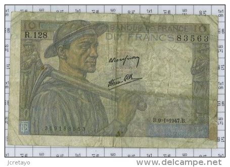 10 Francs Mineur, Ref Fayette 8-17, état TB - 10 F 1941-1949 ''Mineur''