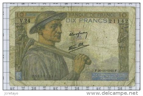 10 Francs Mineur, Ref Fayette 8-6, état TB - 10 F 1941-1949 ''Mineur''