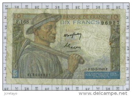 10 Francs Mineur, Ref Fayette 8-20, état TB-TTB - 10 F 1941-1949 ''Mineur''