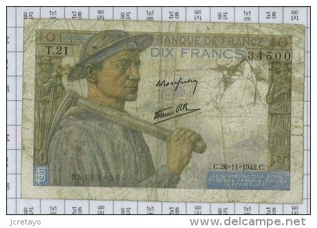 10 Francs Mineur, Ref Fayette 8-6, état TB-TTB - 10 F 1941-1949 ''Mineur''