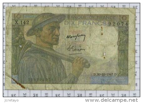 10 Francs Mineur, Ref Fayette 8-18, état TB - 10 F 1941-1949 ''Mineur''