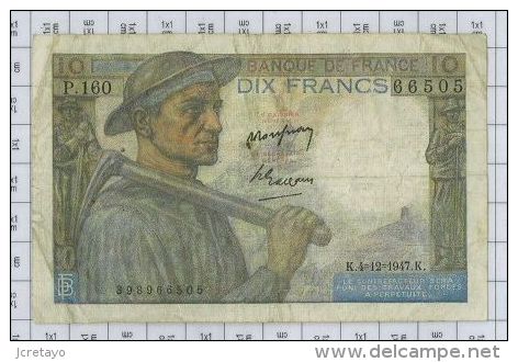 10 Francs Mineur, Ref Fayette 8-19, état TTB - 10 F 1941-1949 ''Mineur''