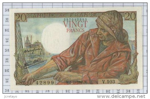 20 Francs Pecheur, Ref Fayette 13-7, état NEUF - 20 F 1942-1950 ''Pêcheur''