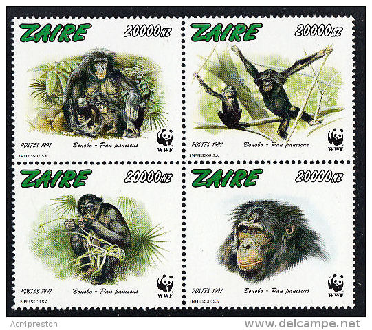 B5124 ZAIRE 1997, Bonobo (Chimpanzee)  MNH - Mint/hinged