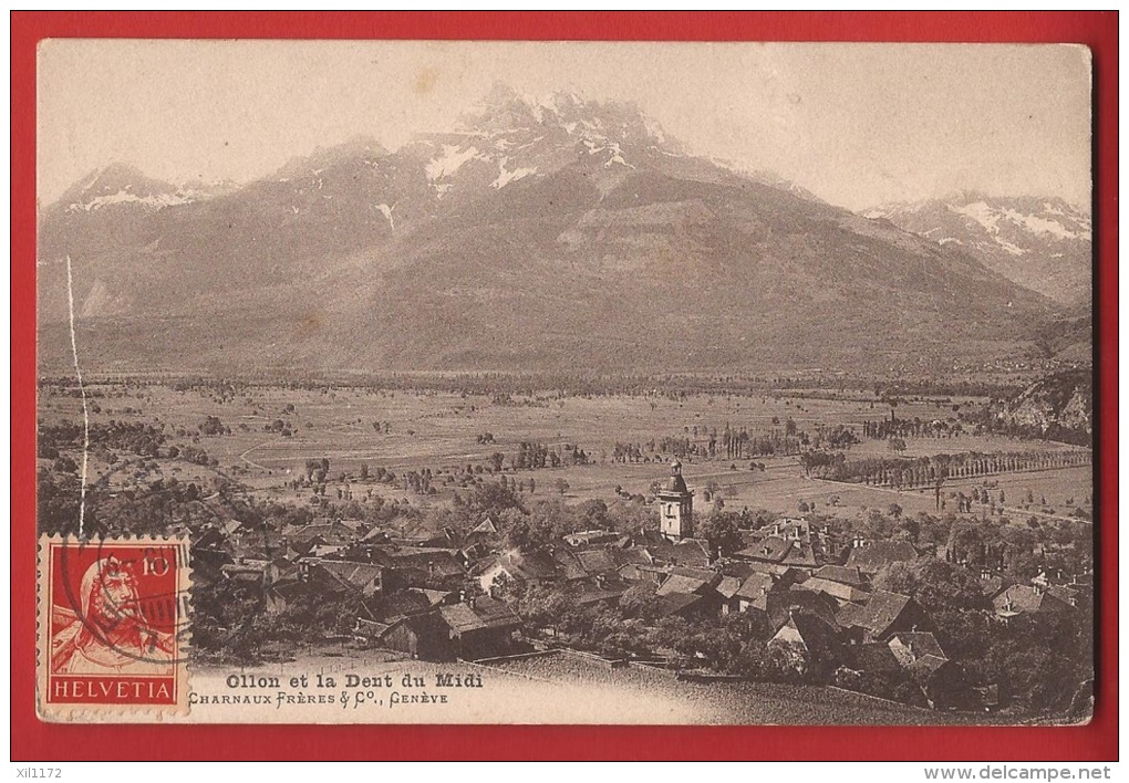 Z0433 Ollon Et La Dent Du Midi. Cachet Aigle 1915, Affranchissement Frontal 1915 - Aigle