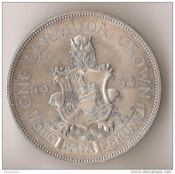 BERMUDES  1 CROWN  1964  ARGENT - Bermudes