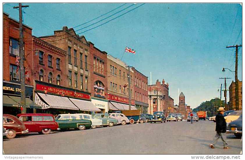 210369-Canada, Prince Edward Island, Charlottetown, Street Scene, Business Section, F.W. Woolworth Store, 1950s Cars - Charlottetown