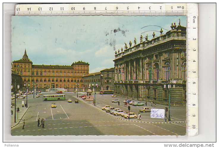 PO0905C# TORINO - PIAZZA CASTELLO AUTO OLD CAR - AUTOBUS   VG 1966 - Orte & Plätze