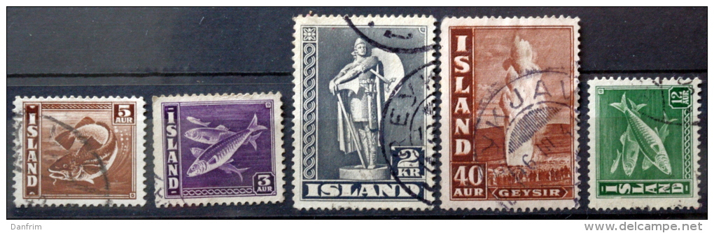 Island   1939-43 MiNr.209b+210a+213a+214a+ 226a (o)  ( Lot L 2269 ) - Collections, Lots & Séries