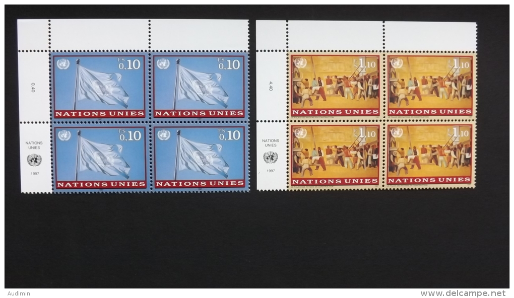 UNO-Genf 303/4  Sc 296/7, Eckrandviererblock ´A´ **/mnh, Freimarken 1997 (auch EVB B, C, D Möglich) - Ongebruikt