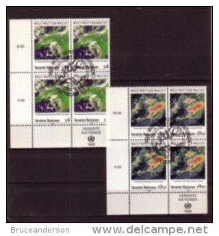 1989. UN Vienna, World Weather Watch,Block Of 4,used With First Day Cancellation - Gebraucht