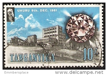 TANGANYIKA  - 1961 DIAMOND MINE 10/- (10s) USED  SG 118 - Tansania (1964-...)