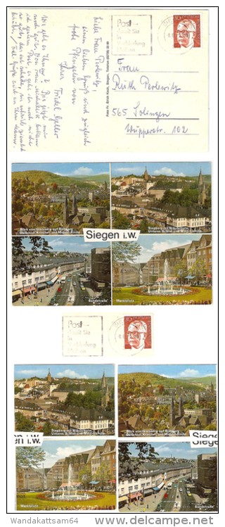 AK Siegen I. W. Mehrbildkarte 4 Bilder -8.6.73-19 59 SIEGEN 1 B Werbestempel Post Damit Sie In Verbindung Bleiben - Siegen