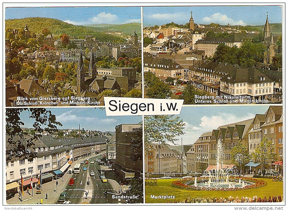 AK Siegen I. W. Mehrbildkarte 4 Bilder -8.6.73-19 59 SIEGEN 1 B Werbestempel Post Damit Sie In Verbindung Bleiben - Siegen