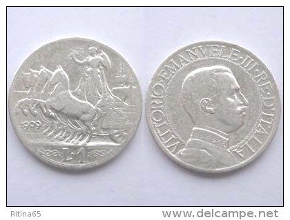 RARA !!! 1 LIRA 1909  " QUADRIGA VELOCE " !!! RARA - 1900-1946 : Victor Emmanuel III & Umberto II