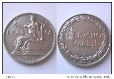 ECCEZIONALE E SUPERBA !!! 1 LIRA 1922 " BUONO " !!! - 1900-1946 : Victor Emmanuel III & Umberto II