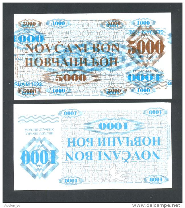 BOSNIA - BOSNIEN UND HERZEGOWINA:  5000 Dinara On 1000 Dinara 1992 UNC  *MACULATURA - SPOILAGE - MACKLE -  ERROR* - Bosnia And Herzegovina