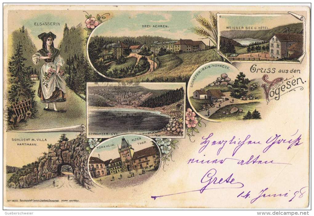 S132/ALS - CPA Litho - Gruss Aus Den Vogesen - Turckheim - Lac Noir - Lac Blanc Et Hôtel - Scharfer-Rain-Hohneck - Other & Unclassified