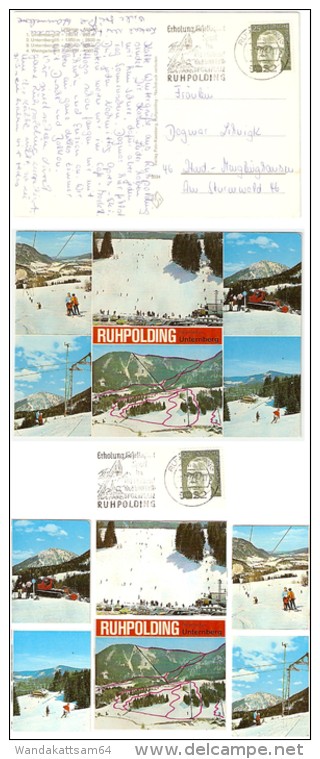 AK 2034 RUHPOLDING Skiparadies Unternberg Mehrbildkarte 6 Bilder 17. 1. 71 - 17 8222 RUHPOLDING Werbestempel Erholung Ge - Ruhpolding