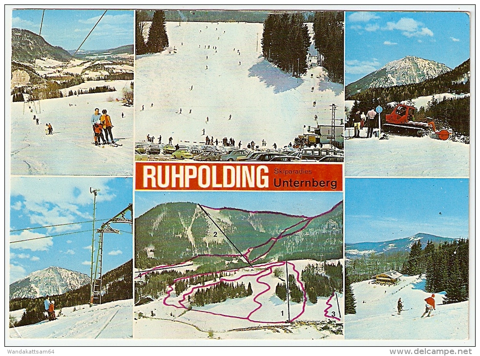 AK 2034 RUHPOLDING Skiparadies Unternberg Mehrbildkarte 6 Bilder 17. 1. 71 - 17 8222 RUHPOLDING Werbestempel Erholung Ge - Ruhpolding