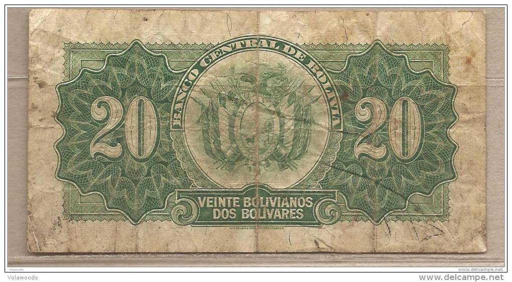 Bolivia - Banconota Circolata Da 20 Bolivanos - 1928 - Bolivia