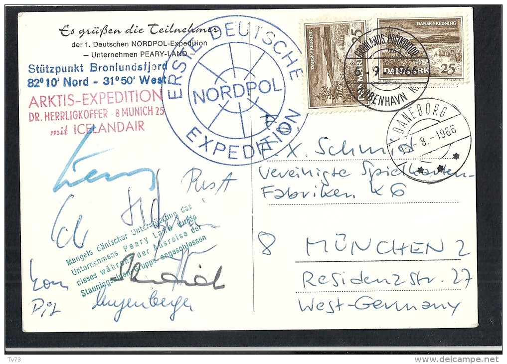 CpJ647 - Deutschen NORDPOL Expedition - Arktis Expedition - Dr Herrligkoffer - Munich - Icelandair - 1966 - Groenland