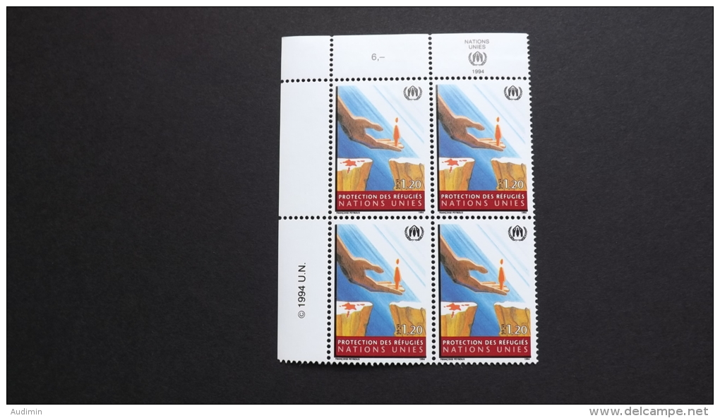 UNO-Genf 249 Sc 250 Yt 269 **/mnh Eckrandviererblock ´A´, Flüchtlinge UNHCR  (EVB ´B,C Oder D´ Auch Möglich) - Unused Stamps