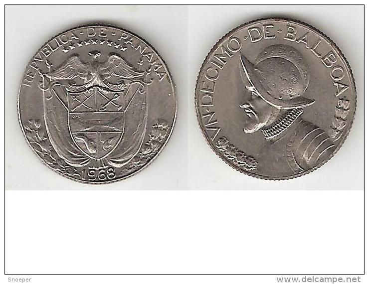 *panama  1/10 Balboa  1968  Km 10  Unc !!!catalog Val 2016 10,00$ - Panama