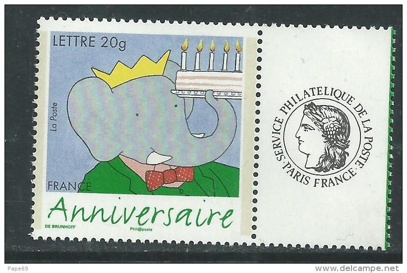 France T.P. Personnalisés N° 3927Ac XX Timbre Pour Anniversaire : Babar Avec Vignette Cérès Ss Ch.,TB - Other & Unclassified