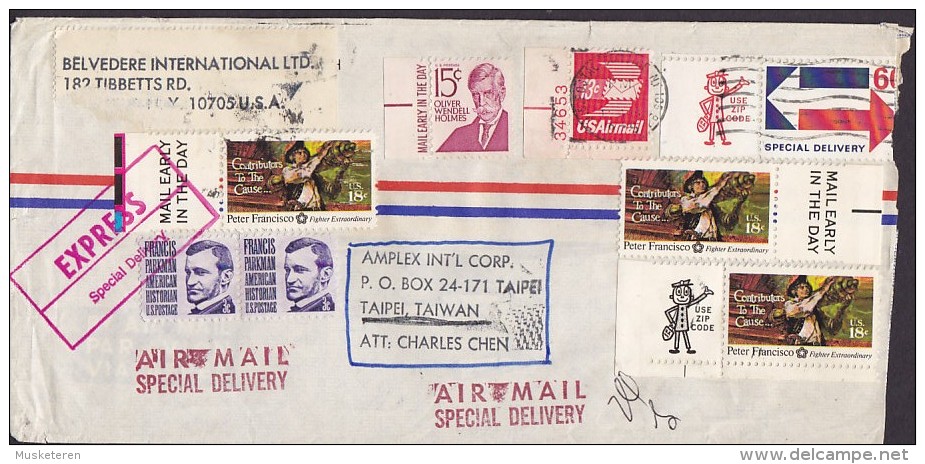 United States Airmail Special Delivery EXPRÉS Cover TAIPEI Taiwan Use Zip Code Peter Francisco Frances Parkman (2 Scans) - Special Delivery, Registration & Certified