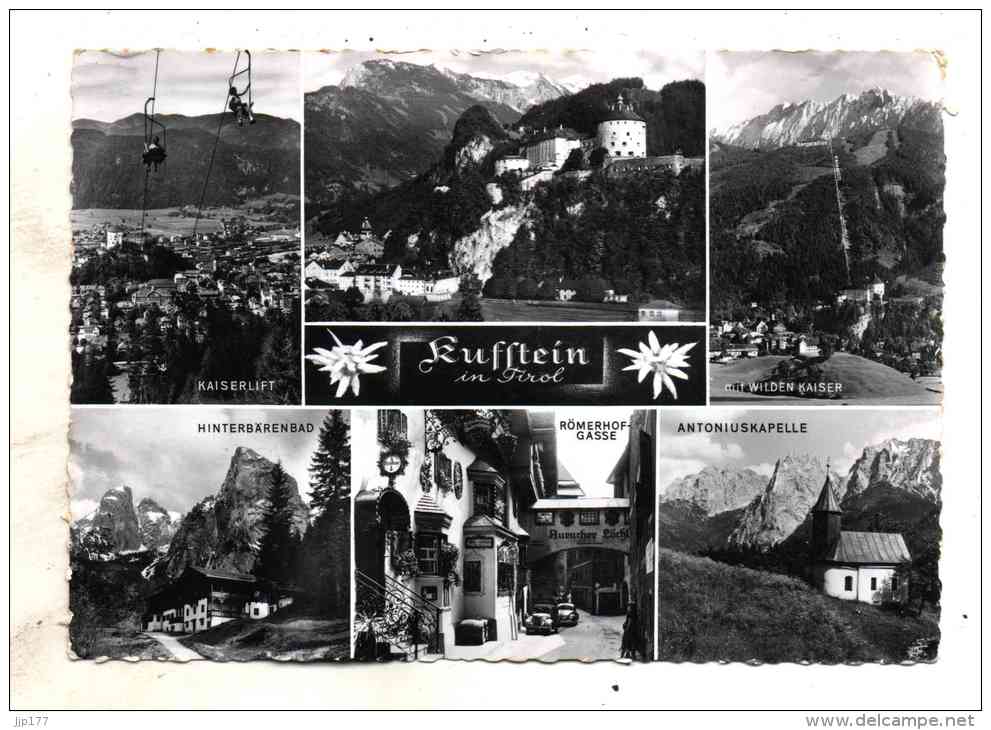 Kufstein In Tirol Carte Souvenir 6 Vues Souvenir-Karte 6 Aufrufe Kaiserlift Schloss Hinterbarenbad Romerhof Gasse - Kufstein
