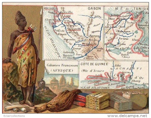 Afrique  Colonies Françaises D'Afrique  Gabon-Guinée-Tunisie  Chromos  11.5 X 8.5 Cm   ( Voir Scan) - Sonstige & Ohne Zuordnung
