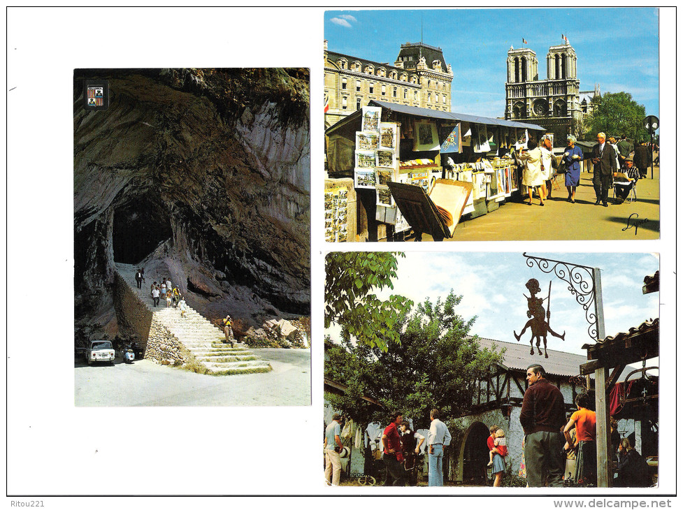 Lot 3 Cartes - Personne Appareil Photo Autour Du Cou Artisans Antiquaires LA HUME PARIS Bouquinistes Mallorca Vespa - Taxis & Droschken