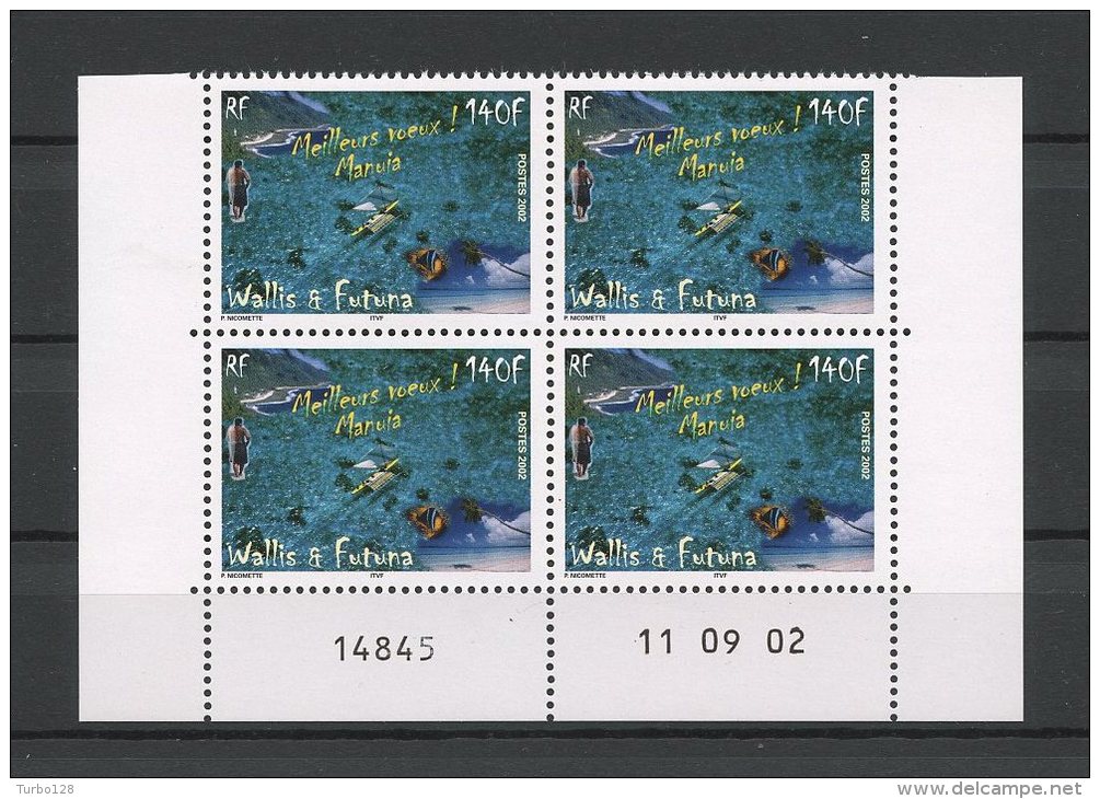 **WALLIS Et FUTUNA 2002 PosteN° 587 ** Neuf = MNH. Bloc De 4 Coin Daté Superbe. Meilleurs Voeux. Manuia) - Ongebruikt