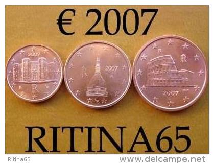 TRIS !!! N. 3 COINS/MONETE 1,2 AND 5 CT. ITALIA 2007 UNC/FDC !!! - Italie