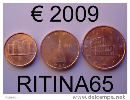 !!! N. 3 COINS/MONETE 1,2 AND 5 CT. ITALIA 2009 UNC/FDC !!! - Italia