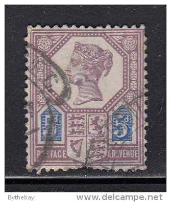 Great Britain Used Scott #118a 5p Victoria, Lilac & Blue Type I - Square Dots Beside ´d´  - Jubilee - Oblitérés