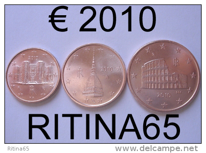 !!! N. 3 COINS/MONETE 1,2 AND 5 CT. ITALIA 2010 UNC/FDC !!! - Italia