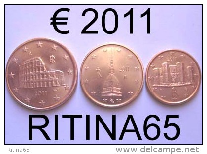 NEW !!! N. 3 COINS/MONETE 1,2 AND 5 CT. ITALIA 2011 UNC/FDC !!! NEW - Italia