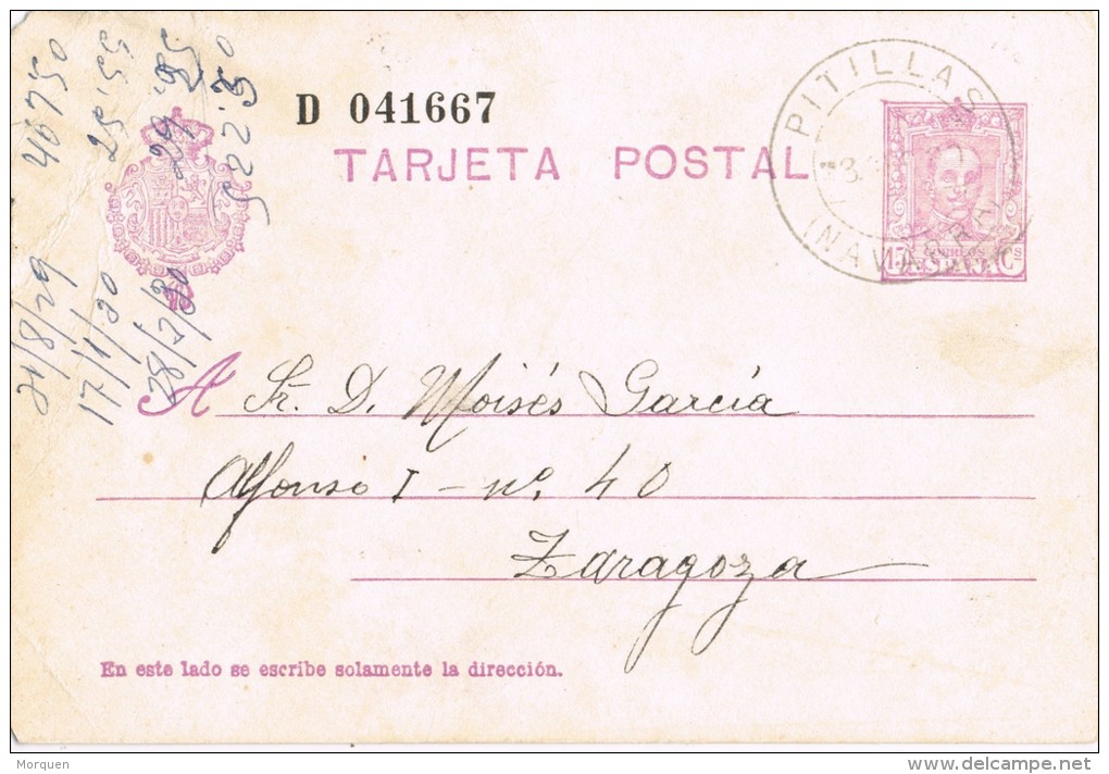 4378. Entero Postal PITILLAS (Zaragoza) 1930, Variedad Num 57naa º - 1850-1931