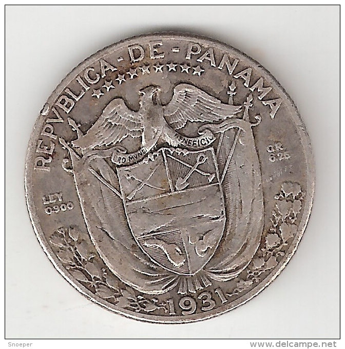 *panama  1/4 Balboa  1931  Km 11.1   Vf Rare Date !!!!! Catalog Val 100$ - Panamá