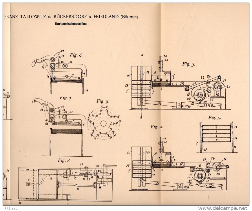 Original Patentschrift - F. Tallowitz In Rückersdorf B. Friedland , 1902 , Karten - Mischmaschine , Dolni Rasnice - Machines