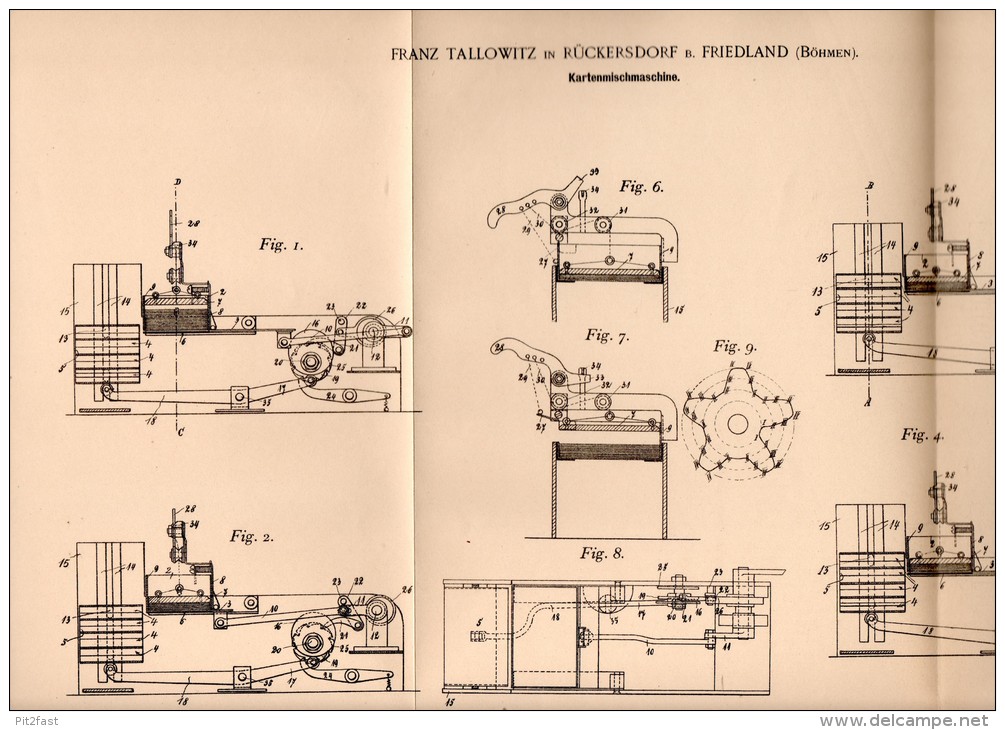 Original Patentschrift - F. Tallowitz In Rückersdorf B. Friedland , 1902 , Karten - Mischmaschine , Dolni Rasnice - Maschinen