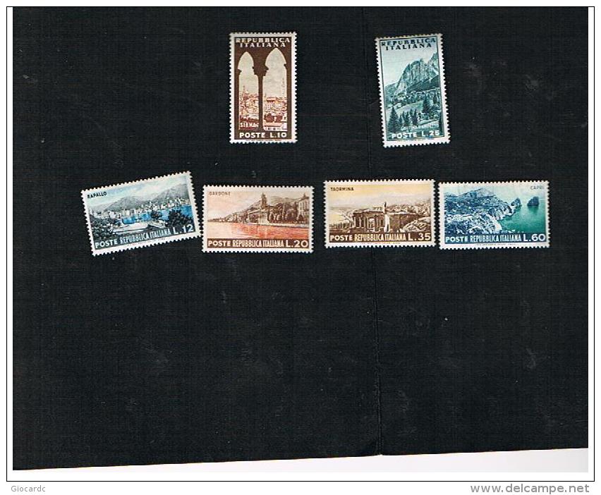 ITALIA REPUBBLICA -   UNIF. 727.732 - 1953  TURISTICA     - NUOVI ** (MINT) - 1946-60: Nuovi